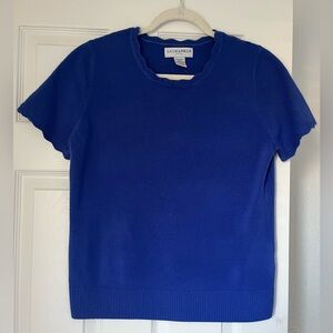 Sag Harbor Women's Royal Blue Short Sleeve Scallop Sweater